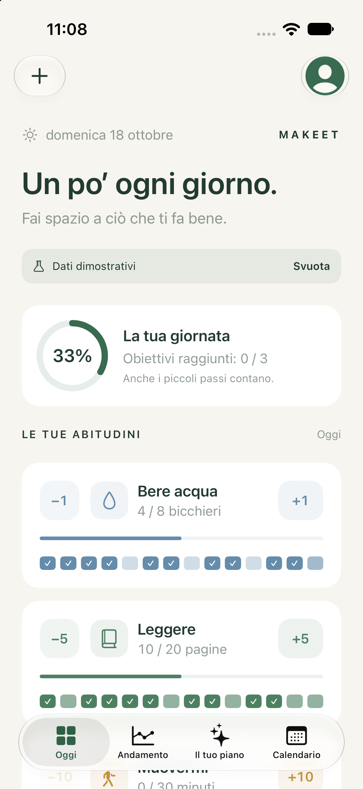 Anteprima iPhone · dati dimostrativi · interfaccia in italiano